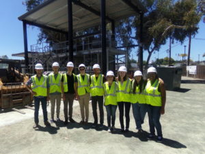 2016 REUs in hard hats and safety vests at Codiga Center